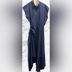 Ralph Lauren Collection Purple Label 100% Silk Navy Blue Dress Made In USA Med.